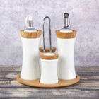 Набор для специй и соусов на подставке "Эстет. Вдохновение", 4 предмета: солонка, перечница, 2 банки для соусов 200 мл - Фото 1