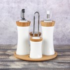 Набор для специй и соусов на подставке "Эстет. Вдохновение", 4 предмета: солонка, перечница, 2 банки для соусов 200 мл - Фото 2