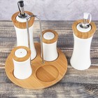 Набор для специй и соусов на подставке "Эстет. Вдохновение", 4 предмета: солонка, перечница, 2 банки для соусов 200 мл - Фото 5