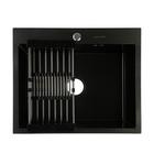 Мойка FABIA PROFI, 60×50 см, графит, врезная, S = 3.0 и 0.8 мм, сифон с переливом + корзина - Фото 1