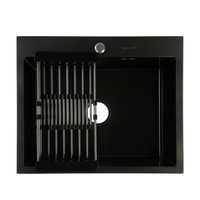 Мойка FABIA PROFI, 60×50 см, графит, врезная, S = 3.0 и 0.8 мм, сифон с переливом + корзина