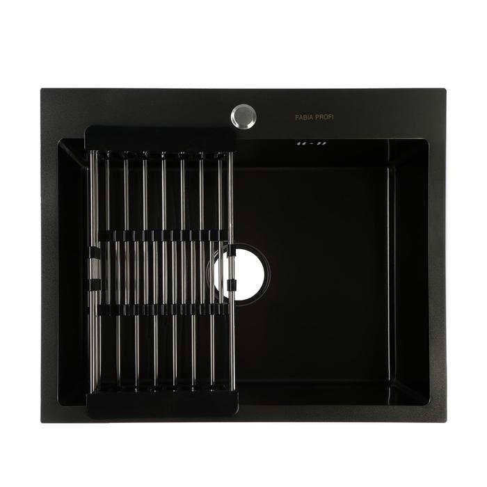 Мойка FABIA PROFI, 60×50 см, графит, врезная, S = 3.0 и 0.8 мм, сифон с переливом + корзина - Фото 1