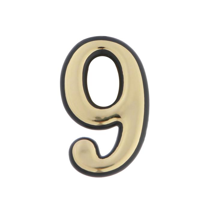 Цифра дверная 9 ТУНДРА, пластиковая, цвет золото, 1 шт. - Фото 1