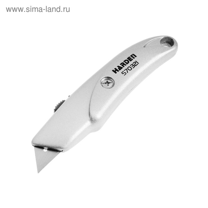 Нож трапецевидный HARDEN 570321, закрытый, цельноалюминиевый корпус, 18 мм