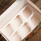 Коробка на 6 капкейков "Новогодний микс", с окном, 25 х 17 х 10 см - Фото 3