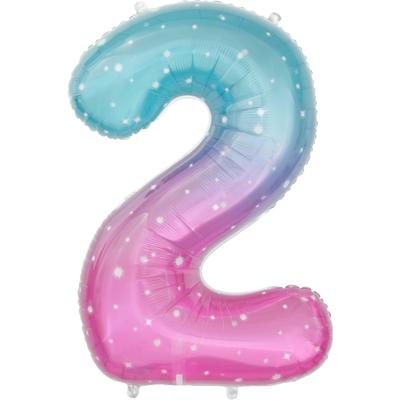 Шар фольгированный 32" «Цифра 2», нежные искры