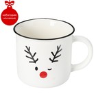 Кружка фарфоровая Доляна «Новый год. Оленёнок», 380 мл, цвет белый - Фото 1