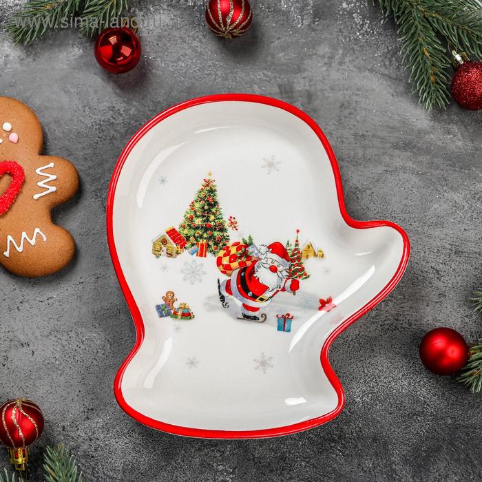 Блюдо сервировочное Доляна «Навстречу Новому году», 20×18×3 см - Фото 1