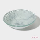 Набор для суши из стекла Доляна «Марбл белый», 3 предмета: соусники 8×2 см, 8×6 см, подставка 25×15×2 см - фото 4310798