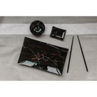 Набор для суши из стекла Доляна «Марбл чёрный», 3 предмета: соусники 8×2 см, 8×6 см, подставка 25×15 см - Фото 10
