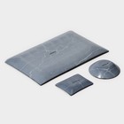 Набор для суши из стекла Доляна «Марбл чёрный», 3 предмета: соусники 8×2 см, 8×6 см, подставка 25×15 см - Фото 6