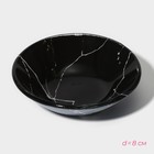 Набор для суши из стекла Доляна «Марбл чёрный», 3 предмета: соусники 8×2 см, 8×6 см, подставка 25×15 см - Фото 5