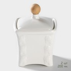 Банки для хранения специй и соусов BellaTenero, 6 предметов: солонка 100 мл, банка 200 мл, соусник 200 мл, на бамбуковой подставке, фарфор, белые - Фото 11