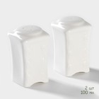 Банки для хранения специй и соусов BellaTenero, 6 предметов: солонка 100 мл, банка 200 мл, соусник 200 мл, на бамбуковой подставке, фарфор, белые - Фото 3