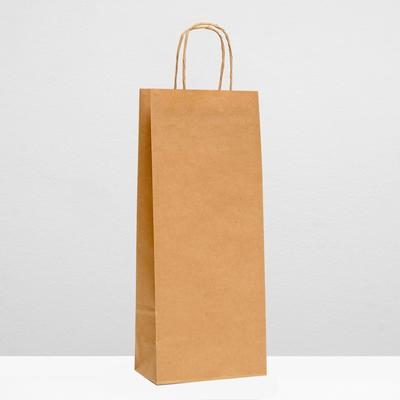 Пакет под бутылку, крафт,14×8×32 см