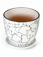 Горшок для цветов «Иллюзия», керамический, с поддоном, 5 л, белый с геометрическим орнаментом - Фото 2