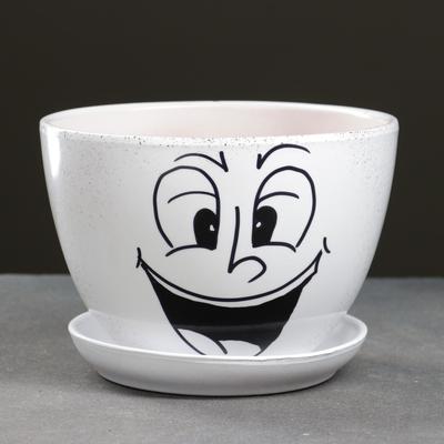 Горшок для цветов «Настроение», 1.65 л, d=17 см, h=13 см, керамический, с поддоном