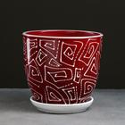 Горшок для цветов «Абстракция», 2.5 л, d=19 см, h=18 см, керамический, с поддоном, красный - Фото 1
