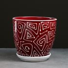 Горшок для цветов «Абстракция», 2.5 л, d=19 см, h=18 см, керамический, с поддоном, красный - Фото 2