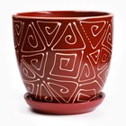 Горшок для цветов «Абстракция», 2.5 л, d=19 см, h=18 см, керамический, с поддоном, красный - Фото 4