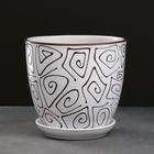 Горшок для цветов «Абстракция», 2.5 л, d=19 см, h=18 см, керамика, с поддоном, белый - Фото 1