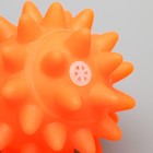 Игрушка пищащая "Мяч с шипами" для собак, 6,5 см, оранжевая - Фото 2