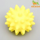 Игрушка пищащая "Мяч с шипами" для собак, 6,5 см, жёлтая - фото 318361232