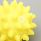 Игрушка пищащая "Мяч с шипами" для собак, 6,5 см, жёлтая - Фото 2