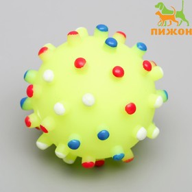 Игрушка пищащая "Бактерия" для собак, 6,3 см, жёлтая