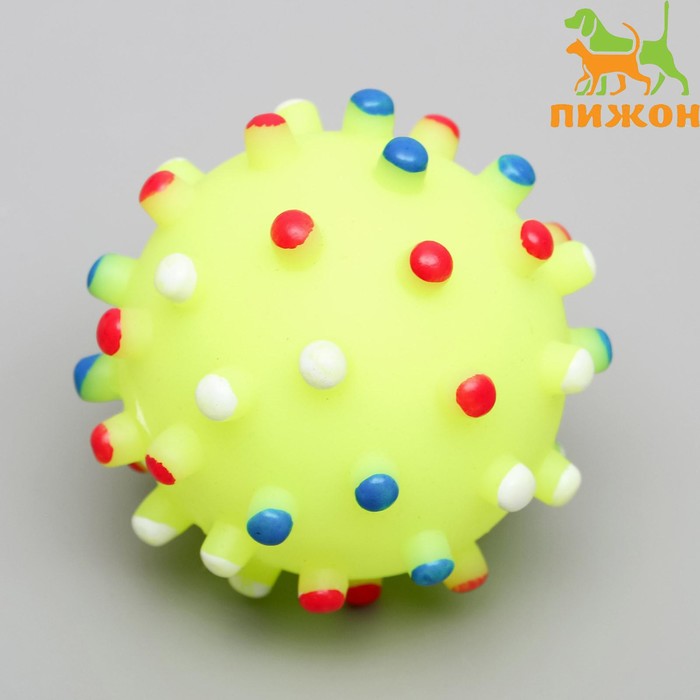 Игрушка пищащая "Бактерия" для собак, 6,3 см, жёлтая - Фото 1