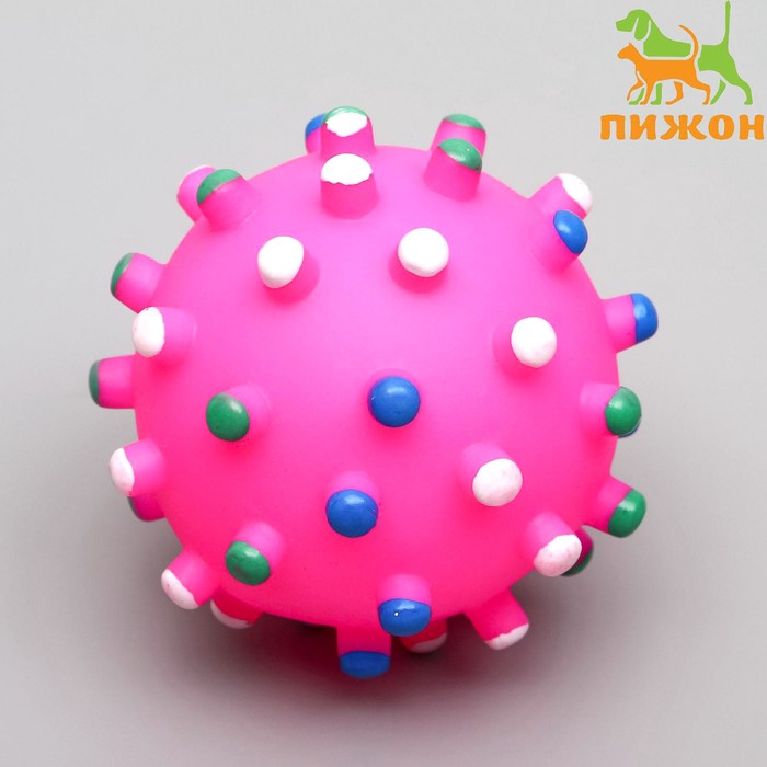 Игрушка пищащая "Бактерия" для собак, 6,3 см, розовая - Фото 1
