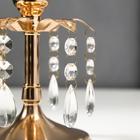 Подсвечник металл, стекло на 1 свечу "Хрустальные подвески" золото 19,5х14,8х14,8 см - фото 21103213