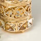 Подсвечник металл, стекло на 1 свечу "Кристаллы и цветы" золото 11,5х10х10 см - фото 25494032