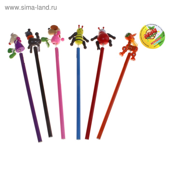 Карандаш "Зверята с ручками и ножками" чернографитный , набор 6 шт. - Фото 1