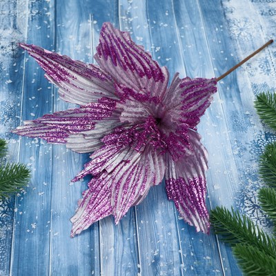 Декор "Холодный цветок" 30х20 см, сиреневый блеск