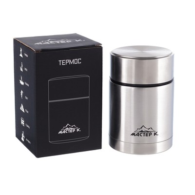Термос для еды Мастер К, 450 мл, 9×13.3 см, с широким горлом, нержавеющая сталь, серебристый
