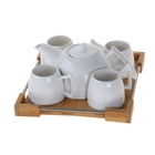 Сервиз керамический чайный "Эстет", 5 предметов на подставке: 4 чашки 180 мл, чайник 800 мл - Фото 1
