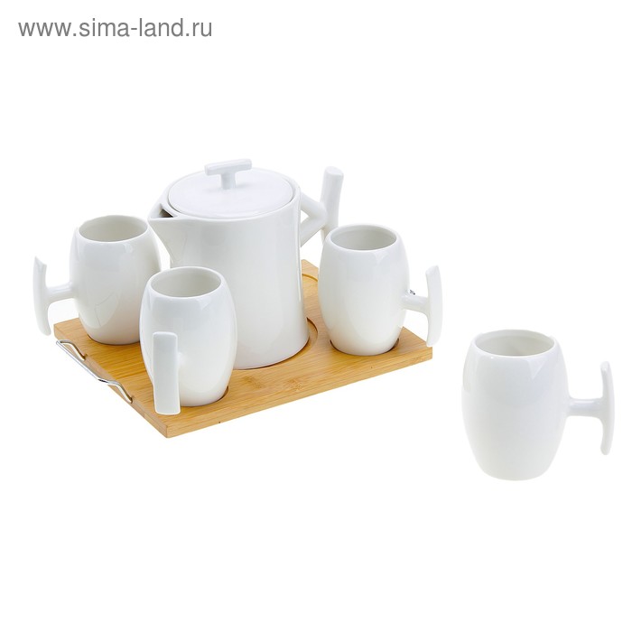 Чайный набор "Эстет", 5 предметов: 4 кружки 175 мл, чайник 600 мл - Фото 1