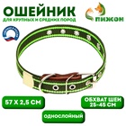 Ошейник брезентовый однослойный, безразмерный, 57×2.5 см, ОШ 25-45 см, хаки, зелёный - Фото 1