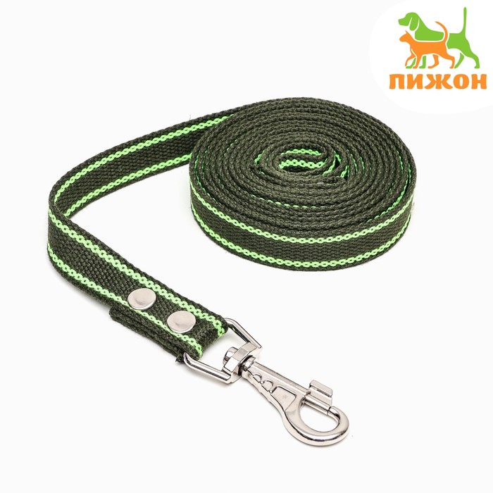 Поводок брезентовый, 2.7 м × 2.5 см, хаки/зелёный - Фото 1