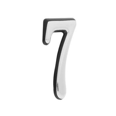 Цифра дверная 7 ТУНДРА, пластиковая, цвет хром, клеевая основа, 1 шт.