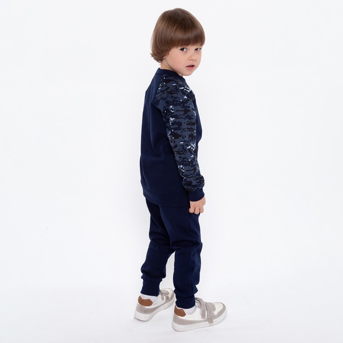 Спортивный костюм (толстовка, брюки) для мальчика, цвет синий камуфляж/тёмно-синий, рост 110 см (30) - фото 1907125683