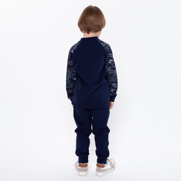 Спортивный костюм (толстовка, брюки) для мальчика, цвет синий камуфляж/тёмно-синий, рост 110 см (30) - фото 1907125684