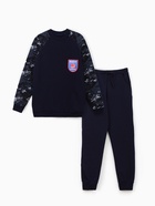 Спортивный костюм (толстовка, брюки) для мальчика, цвет тёмно-синий камуфляж, рост 140-146 см - Фото 13