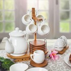 Сервиз чайный "Эстет. Тюльпан", 13 предметов на подставке: 6 чашек 100 мл, 6 блюдец, чайник 600 мл - Фото 2