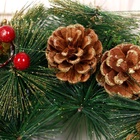 Венок новогодний d=25 см «Зимнее волшебство. Золотистые шишки и ягоды», с шишками и ягодами - Фото 3