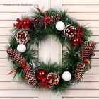 Венок новогодний d=30 см «Зимнее волшебство. Шишечки с шариками» - Фото 2