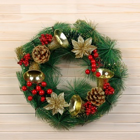 Венок новогодний d=30 см «Зимнее волшебство. Новогодние колокольчики»