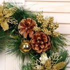 Венок новогодний d=30 см «Зимнее волшебство. Золотое сияние» декор цветы и шишки - Фото 3