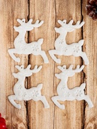 Ёлочные игрушки 4 шт. «Зимнее волшебство. Олени снежинки» пластик, 5×7 см, белый - Фото 1